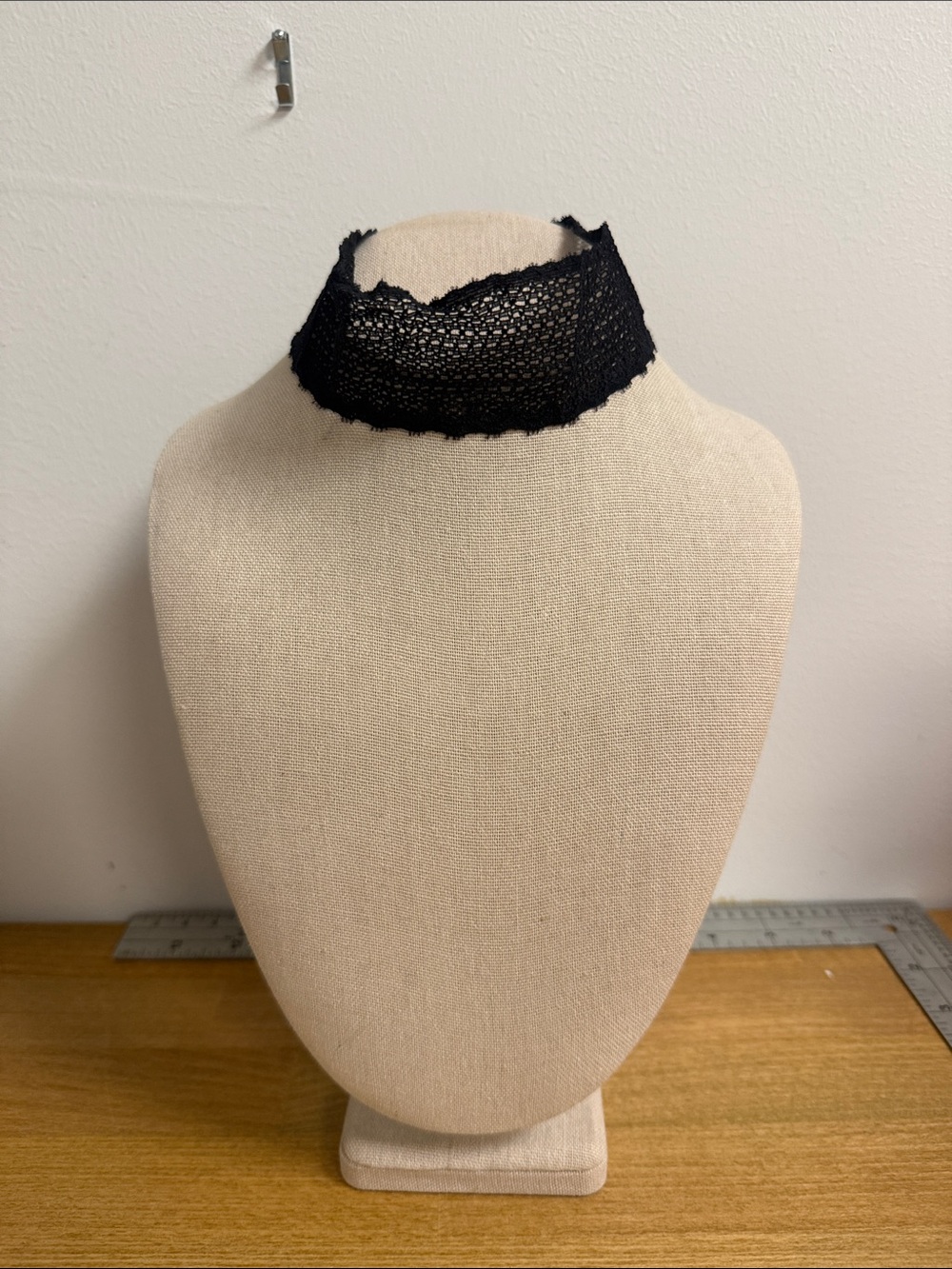 Black wide lace choker collar necklace stretchy